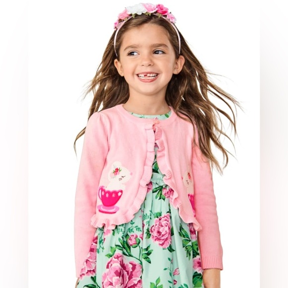 Gymboree Embroidered Teacup Cardigan Sweater Time For Tea 5 - Picture 2 of 7